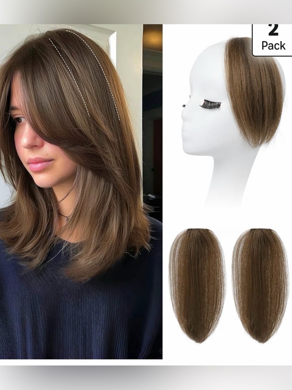 REECHO Clip in Hair Volumizer, Short Thick Clip in Hairpieces brown - Picture 3 of 7
